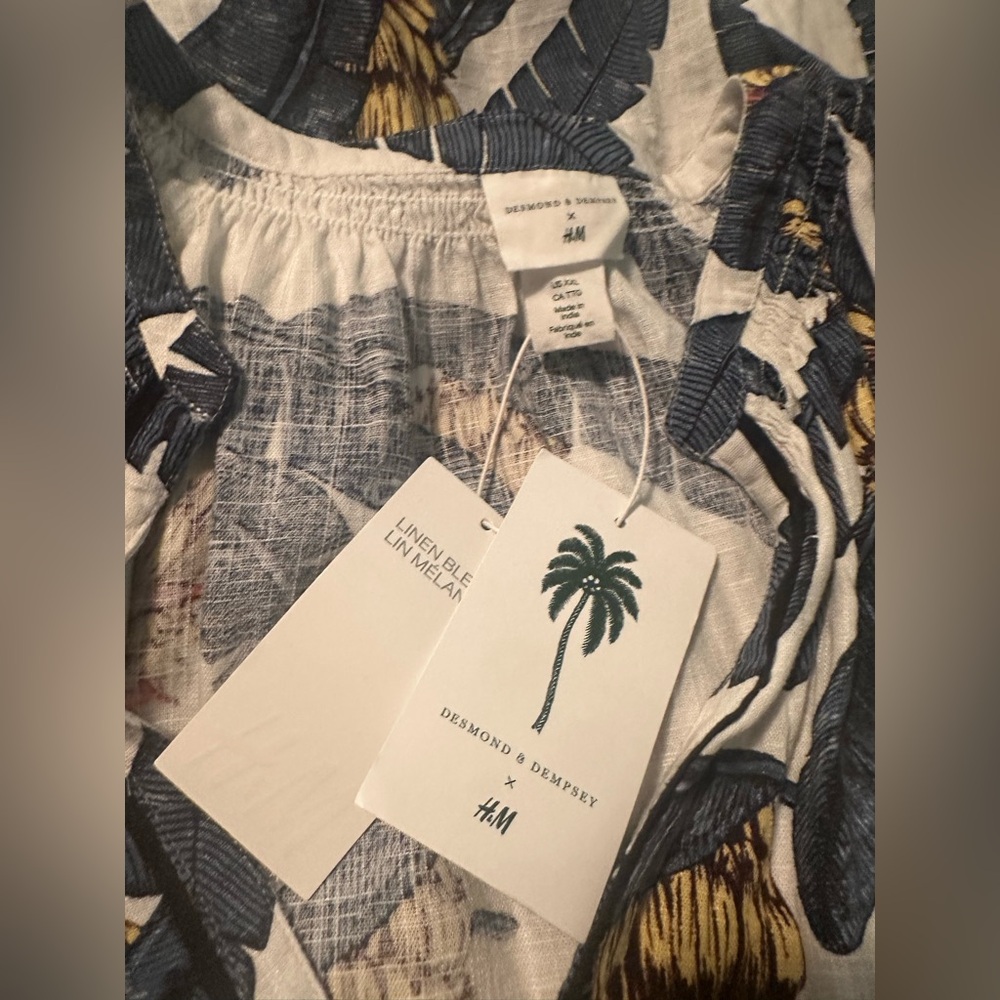 H&M White Midi Dress with Blue and Yellow Tropical Print - Picture 13 of 16